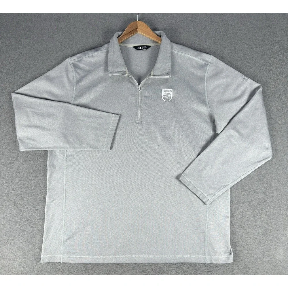 North Face Quarter Zip Mens 2XL‎ Grey Tech Fleece Performance Hiking Outdoor
